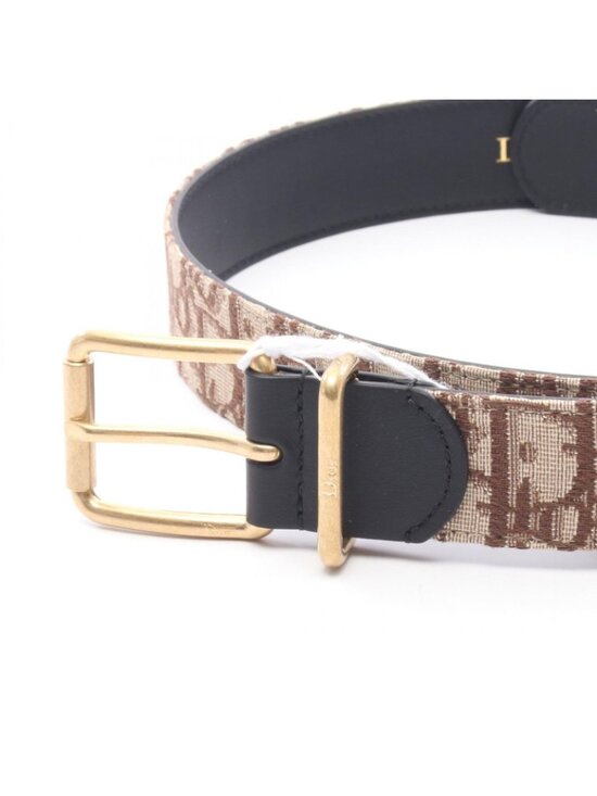 Dior Belt Oblique Brown Canvas Leather